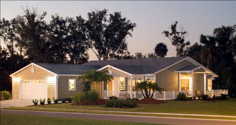 Exterior photo of a manufactured home on land