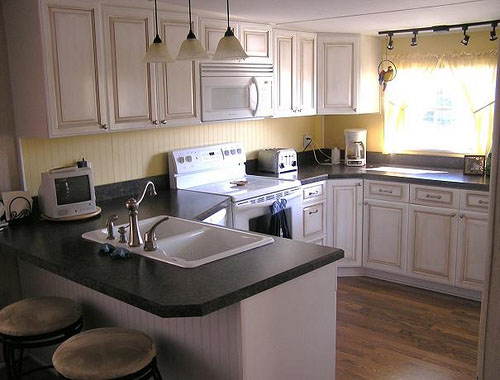 Interior photo of a manufactured home kitchen