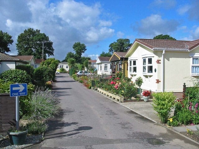 Photo of a street in a manufactured home community